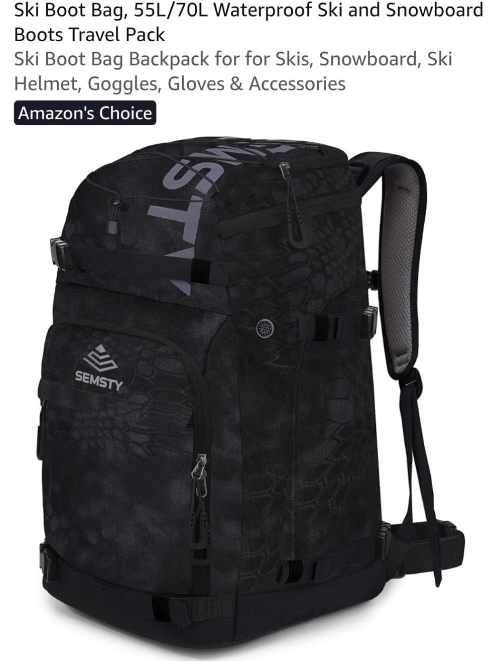 NWT RESVIN 55L Waterproof Ski & Snowboard Boot Backpack Bag - Black